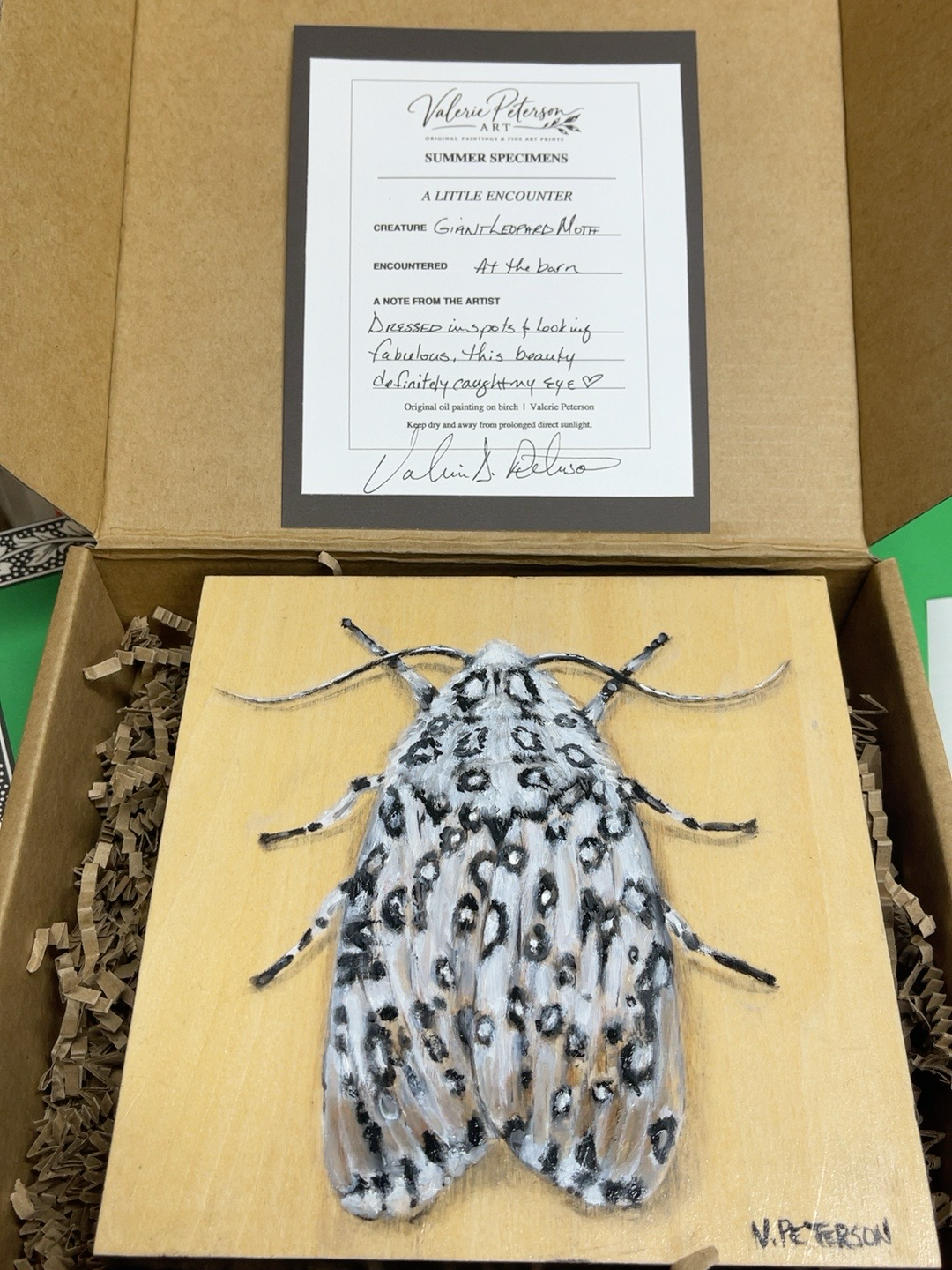 Leopard Moth Original Oil Painting on Birch
