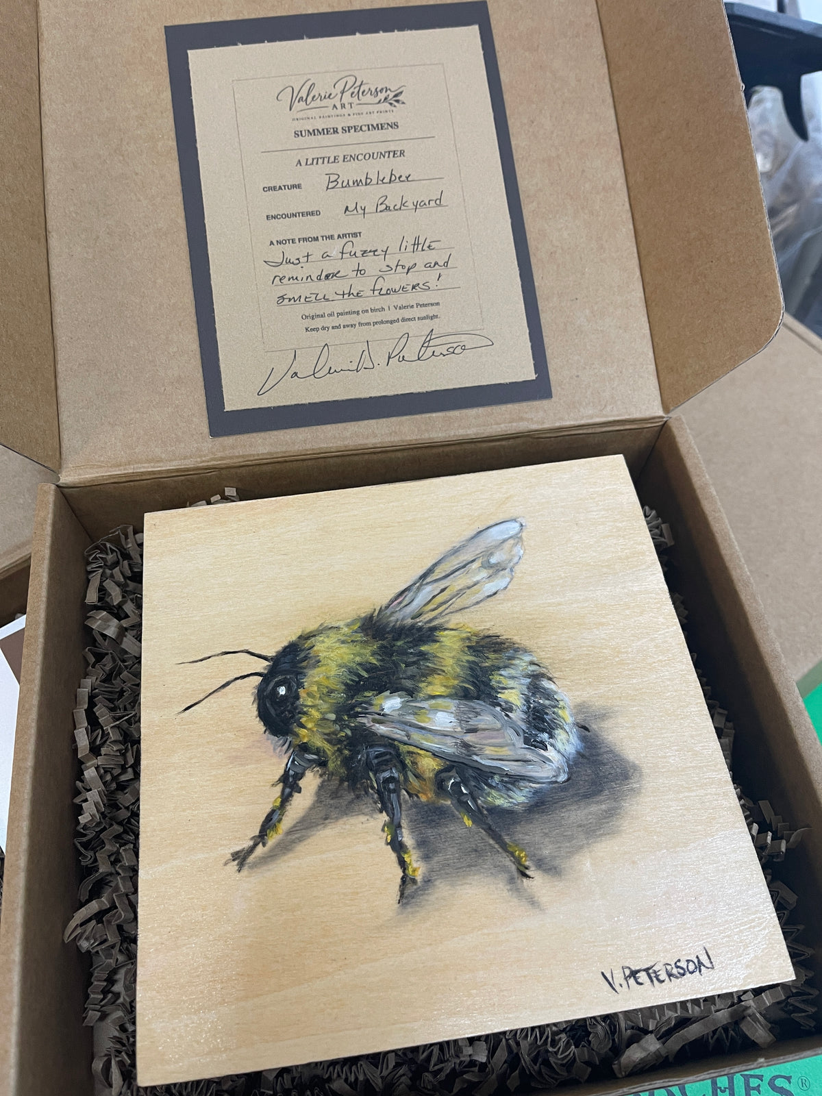Bumblebee Original Oil Painting on Birch