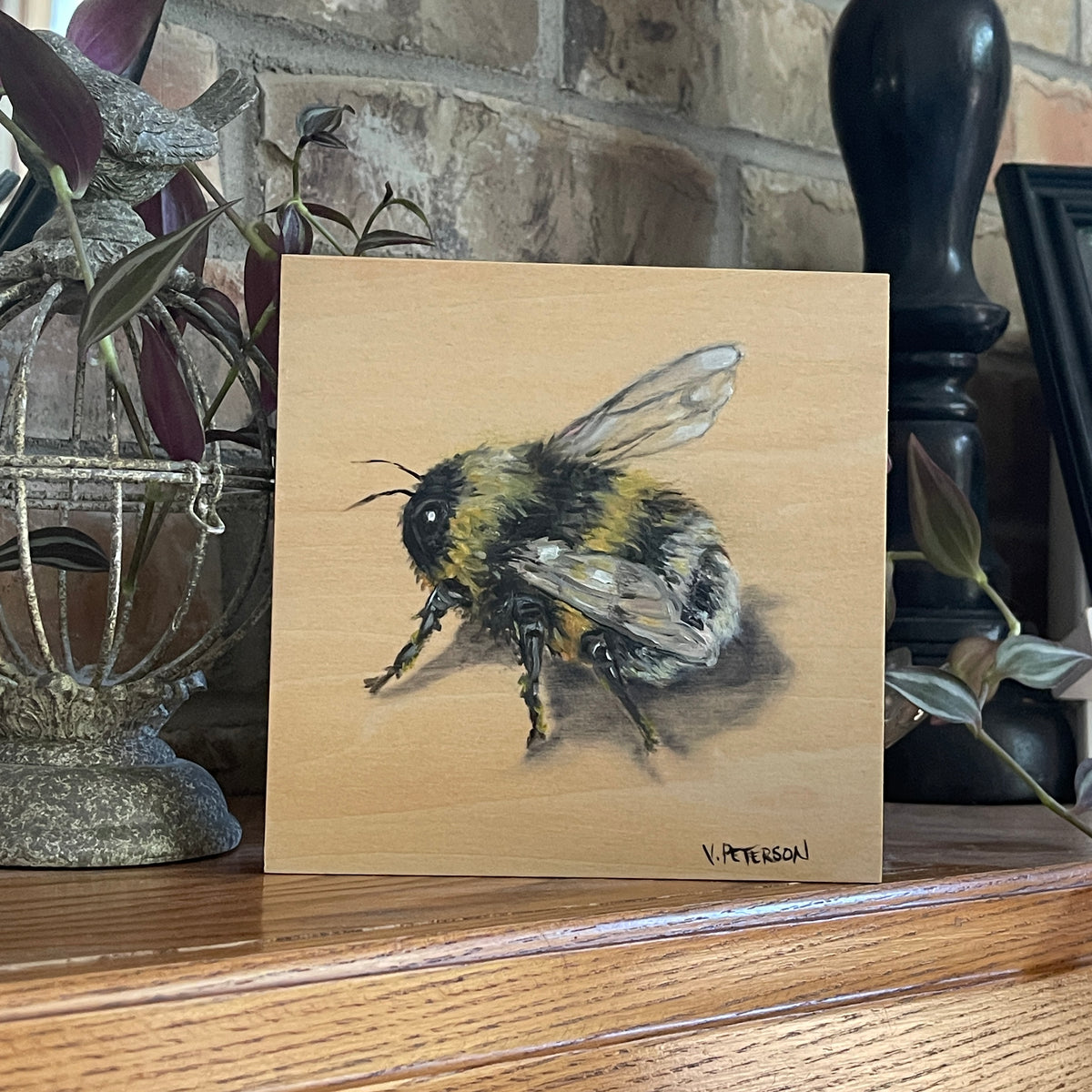 Bumblebee Original Oil Painting on Birch
