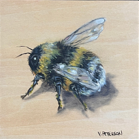 Bumblebee Original Oil Painting on Birch