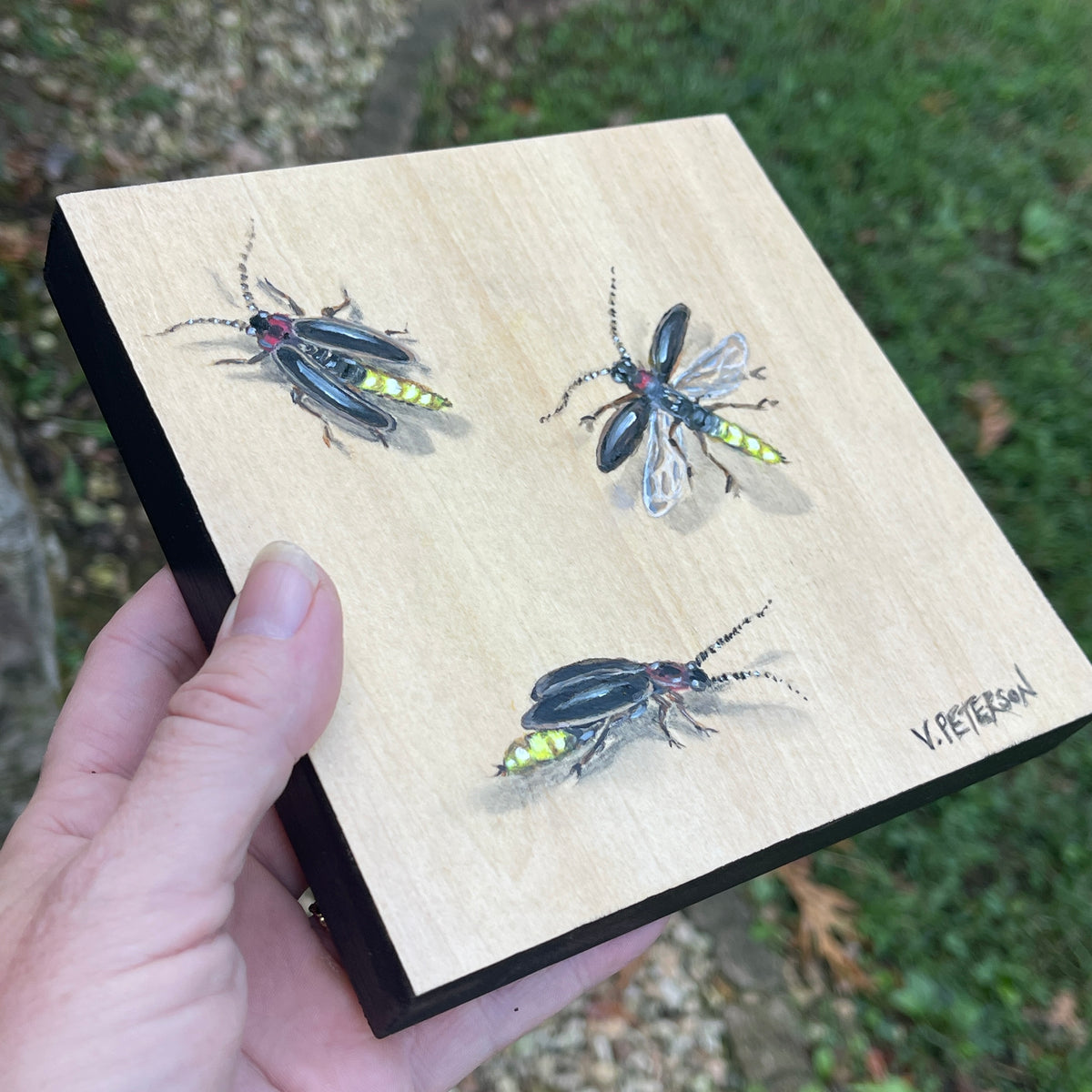 Fireflies (Lightning Bugs) Original Oil Painting on Birch
