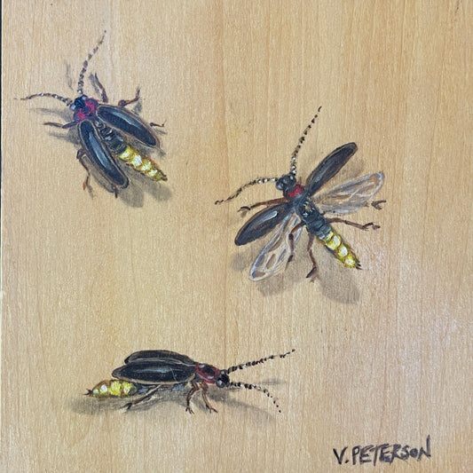 Fireflies (Lightning Bugs) Original Oil Painting on Birch